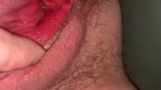 Ftm masturbates gaping pussy