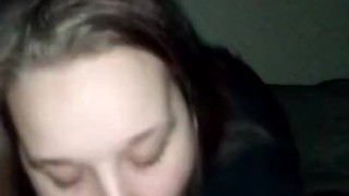 Perfect sloppy head from hot babe. Cum in her throat! 