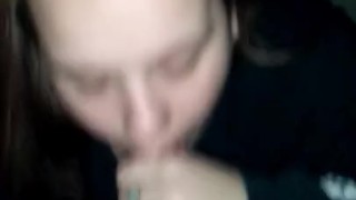 Perfect sloppy head from hot babe. Cum in her throat! 