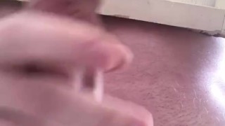 Closeup solo male cum undershot 