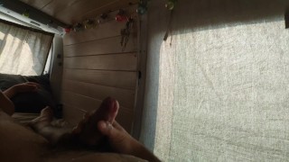 Having fun and get an orgasm in a campervan