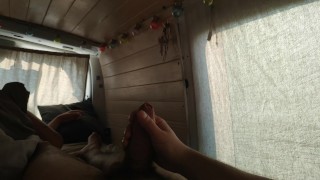Having fun and get an orgasm in a campervan