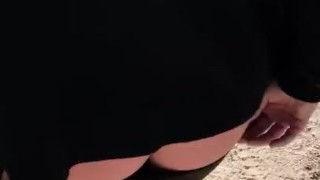 cute blonde shows her big ass in nature 