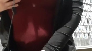 Busty Babe Flashes Pierced Tits at Work **Almost caught** xxMissSwitchxx