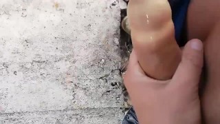 Used condom jerk off - Jerking so fast that I make foam of cum inside