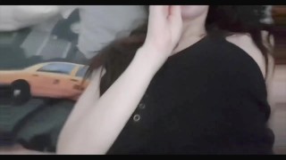 Candy girl inserts lollipop in her ass and tastes it