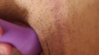 Cute young chubby milf with dyed hair using vibrator in the bath 
