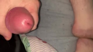 Fat old man jerking off and cuming.