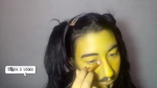 got all yellow with the paint thrown on her face