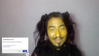 got all yellow with the paint thrown on her face