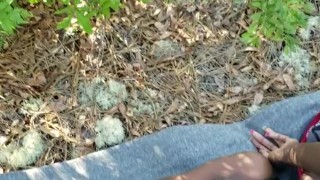 Young ebony submissive lovin white daddy in the woods
