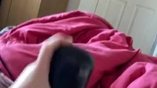 Using a Flashlight to wank off and cumed inside 