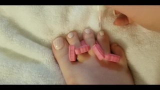 Millie's soft pink pedicure + lotion ♡