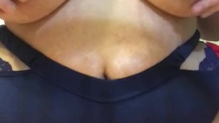 BBW plays with huge tits and pierced nipples 