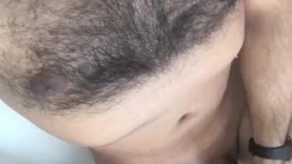 Daddy Stroking Hard Cock in Tub Till He CUMS then Pees All Over Himself