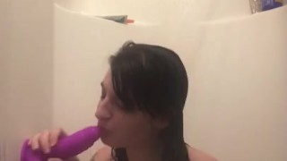 teen Kenzie Sucks knock off bad dragon in the shower teaser se