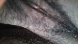 Showcasing my hairy wet pussy with a swollen clit