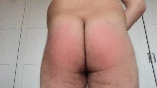 Italian Man selfspank with hand and cane