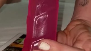 Watch me ride and fuck a dildo in front of my boss on a work trip