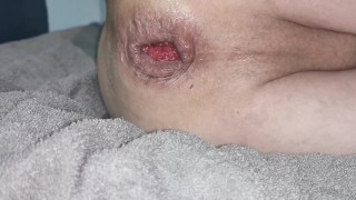Fucking my ass with a big dildo and anal gape