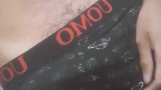 young horny guy shows his wet dick