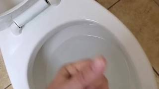 Playing with my Latin dick in hospital bathroom.