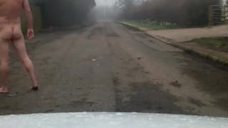 Naked man in street