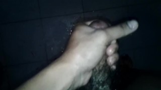jerking off and Cumshot in bathroom