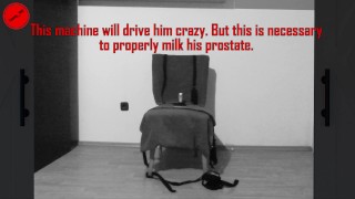 SLAVE ON THE THRONE - Restrained Prostate Machine Stimulation - Chair Tied