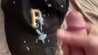 Asher Devin Shoots Huge Cum Load On a Pittsburgh Hat LONG DICK POV