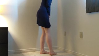 Small shows off her legs and ass while wearing ONLY a dress