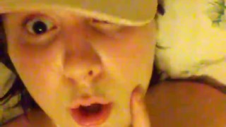 close up POV nerdy slut moaning and ahegao face