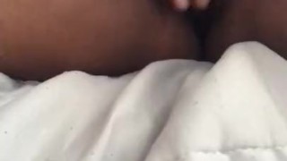 Hairy ebony pussy has a quick moaning masturbation orgasm