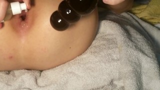 Skinny huge anal gape closeup