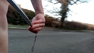Nude guy in road