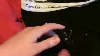 Had a hot wank and using my boxers has cum towel