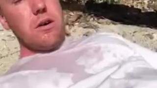 Public beach golden shower