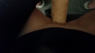 Playing with my pussy with a big dildo 