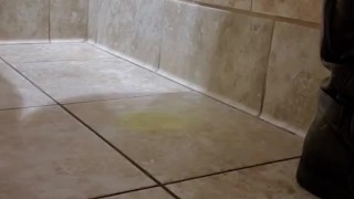 Quick tinkle on public restroom floor