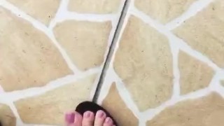 Tici_feet @tici_feet IG tici feet walking wearing black high heels