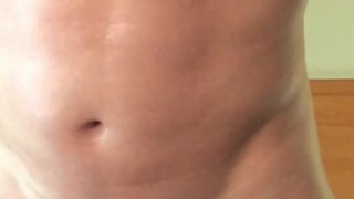 A LOT CUM WITH MY OLIED DICK IN HOTEL ROOM (slow motion cum)