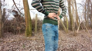 Twink belly grows under a sweater outside - air belly inflation