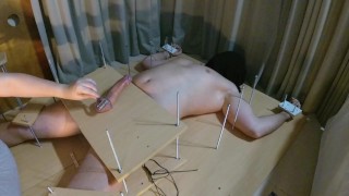 Amateur Femdom Feet Tickling Torture. CBT and Handjob Torture