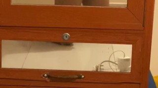 I play my penis in front of mirror