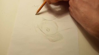 Love Busty Cara Rose And Her Big Tits - Drawing