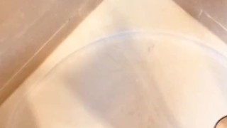 Long piss in the shower
