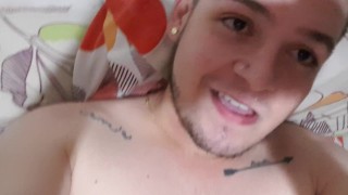 Latin boy shotting out his hot milk