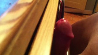 kitchen door fuck with cum