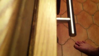 kitchen door fuck with cum