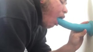 Trans Boy Casually Sucks and Deepthroats 7 Inch Dildo